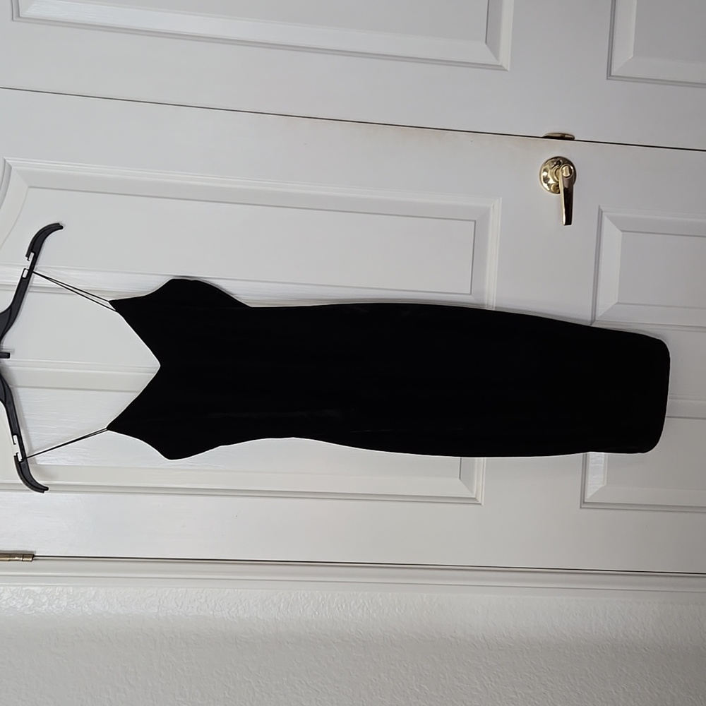 Black Velvet Midi Slip Dress | The Vintage Shop | Small | Bodycon Slip